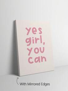 1幅“Yes Girl, You Can”励志名言帆布海报，无框，适合卧室和客厅装饰 - 彩色 - 查看 17