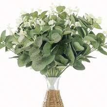 12/20pcs,Simulated Money Leaf Eucalyptus Green Plant, Ins Mori Style Wedding Flower Arrangement Accessories And Home Decoration Fake Leaves