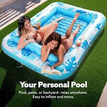 Swimming Inflatable Tanning Pool Lounge Float, Sun Tan Tub Adult Pool Floats Raft For Pool Sunbathing Suntan Blow Up Pool Lounger Tanning Bed Floatie For Adults - Pink - View 9