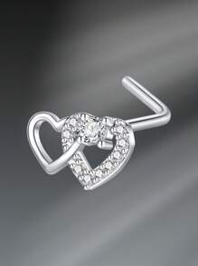 CIZME 1PC Nose Studs For Women Nose Rings Studs Nostril Nose Piercing Jewelry L Shaped Nose Studs Nose Rings Stainless Steel Y2K Silver Gold White Pink L Shape Nose Screw Nose Studs Heart Flower Crown Leaf Nose Stud