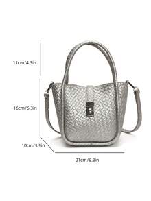 1 件时尚女士手提包、单肩包、挎包、斜挎包、迷你钱包、PU 材质防刮耐用、适合购物、约会、外出、工作通勤、可调节肩带、优雅简约休闲酷银色女士包（尺寸：8.3 英寸 * 6.3 英寸 * 3.9 英寸） - 銀色 - 查看 8