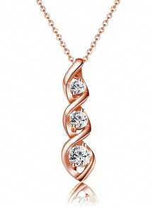 1 Pc Romantic Cubic Zirconia Necklace Pendant For Women For Valentine's Day Gift Engagement Anniversary Party Jewelry