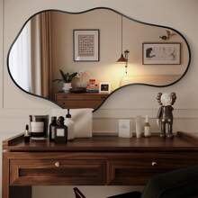 Asymmetric Wall Mirror - Black Irregular Abstract Wall Mirror Nautical Aluminum Alloy Frame Wall Mirror, Living Room, Bedroom, Bathroom, Entrance Passage, Wardrobe