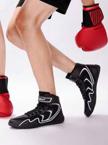 TACHUAN 1 Paar Herren V-förmig bedruckte Athletische Ringer-Schuhe aus Synthetik mit Schnürsenkeln, geeignet für Fitnessstudio ganzjährig