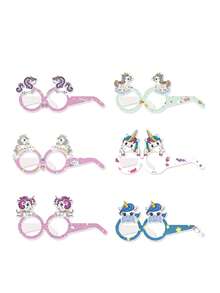 6 件套夏季夏威夷和墨西哥风格纸质派对太阳镜、摄影道具和装饰品，适合节日和夏季派对