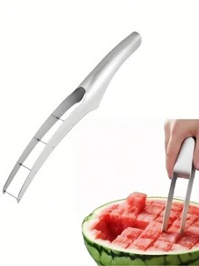 1PC Stainless Steel Fruit Cutter, Watermelon Cutter Slicer, Watermelon Cube Cutter, Cut Watermelon Into Cubes Knife Melon Baller For Kitchen Gadgets - Silver - View 6