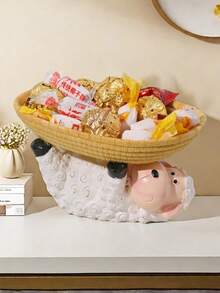 1pc Cartoon Sheep Decorative Tray, Home Living Cartoon Storage Box, Suitable For Home Decor, Bedroom Decor, Office And Student Spaces, Can Be Used For Storage, Wedding Decor, Home Decoration, Jewelry Organization, Party Decor, Makes A Great Gift - Multicolor - View 3