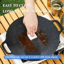 Round Cast Iron Roasting Pan, Outdoor Camping Portable Barbecue Pan, Stove, Gas, Korean, Non-Stick, Fast Heat Transfer, No Power Supply, Ideal For Home, Restaurant, Outdoor, Party And Festival Use
