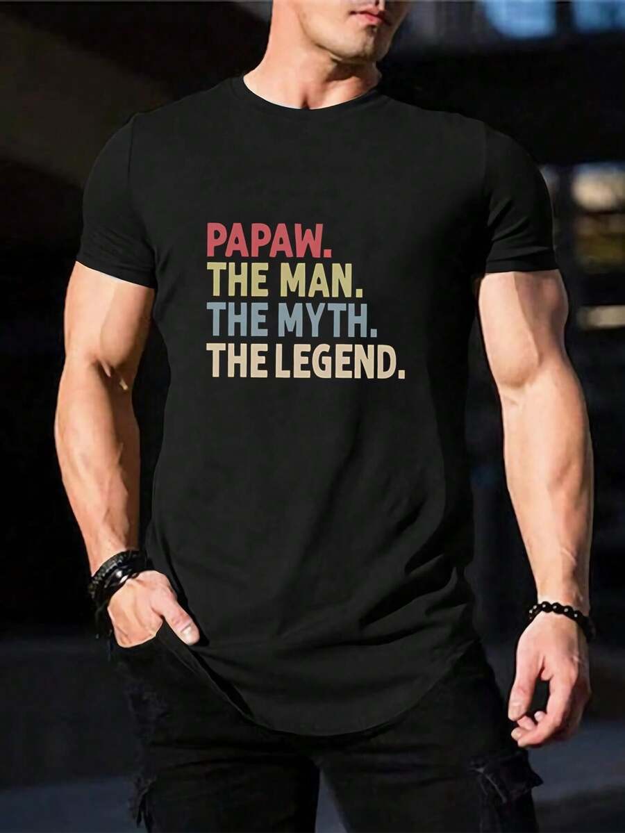 Papaw, el hombre, el mito, la leyenda - Camiseta divertida para el Día del Padre, regalo de cumpleaños para el esposo, papá, abuelo - Negro - Ver 1