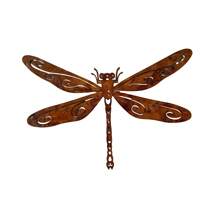 1 Pc Elegant Naturally Rusted Metal Dragonfly Garden Statue, Decorative Art Style With Intricate Swirl Design, Rustic Outdoor Sculpture For Mother's/Father's Day, Durable Ground Mounted Home & Garden Decor, No Battery Required, Manually Shaped