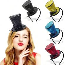 1 Stück Mini-Zylinder Haarband mit Pailletten, Teepartei Kopfputz, Fascinator, 1920er Jahre Gatsby Party Kostüm Accessoire für Frauen, Damen, Mädchen, Winzige Hüte, Mini Kappe, Derby Hut
