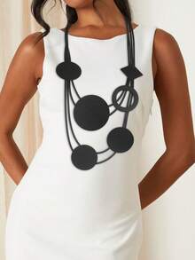 波西米亞風格多彩木片和橡膠饰品女士項鏈，時尚奢華設計