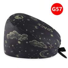 1 件时尚印花护士帽，手术帽，适合女/男医生、护士、美容院、宠物医院、管家，具有吸湿排汗带，抗菌防尘，星星印花设计，休闲风格，涤纶，适合所有季节、办公室、学校