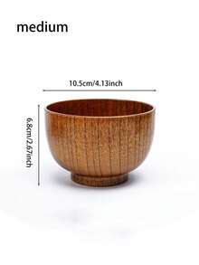 1pc/2pcs Natural Jujube Wood Bowl Set, Household Rice Bowl, Soup Bowl, Vintage Japanese Style Eating Noodle Bowl - Multicolor - View 6