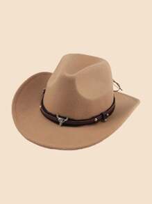 1Pc Western Cowboy Hat Felt Roll Up Cowgirl Hats Shapeable Outdoor Wide Brim Buckle Belt Hat For Men Women