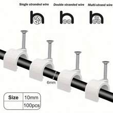 100pcs Steel Cable Clips, Suitable For Fixing 4/5/6/7/8/9/10mm Cables