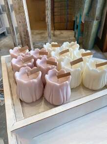 1 pieza Molde de silicona en forma de tulipán para velas perfumadas, jabón, soportes de aromaterapia, decoración para el alféizar de la ventana, rincón de lectura, plantas en maceta, diseño suave y seguro