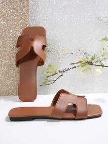 Sandalias planas de deslizamiento con punta abierta para mujer, versátiles y casuales, nuevos productos para primavera/verano para damas