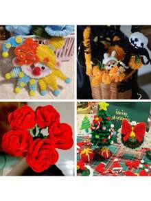 paquete de 100 piezas Paquete de valor Limpiapipas sólidos de alta calidad al por mayor, Tallos de chenilla de unicolor gruesos y esponjosos de 11.81x0.6 en verde, amarillo, rosa, rojo, azul y morado para manualidades - Multicolor - Ver 10