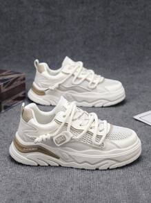Zapatillas casuales de verano para hombres, diseño especial, de suela gruesa, transpirables, versátiles, con diseño atlético y deportivo, suela gruesa, aumentan la altura, duraderas, livianas, estilo retro robusto, para gimnasio