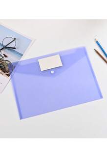 Chemise de dossier format A4 - Fermeture à pression en plastique, avec poche et attache pour étiquette. Convient pour les écoles, les bureaux, les devoirs, les voyages (les couleurs sont aléatoires)