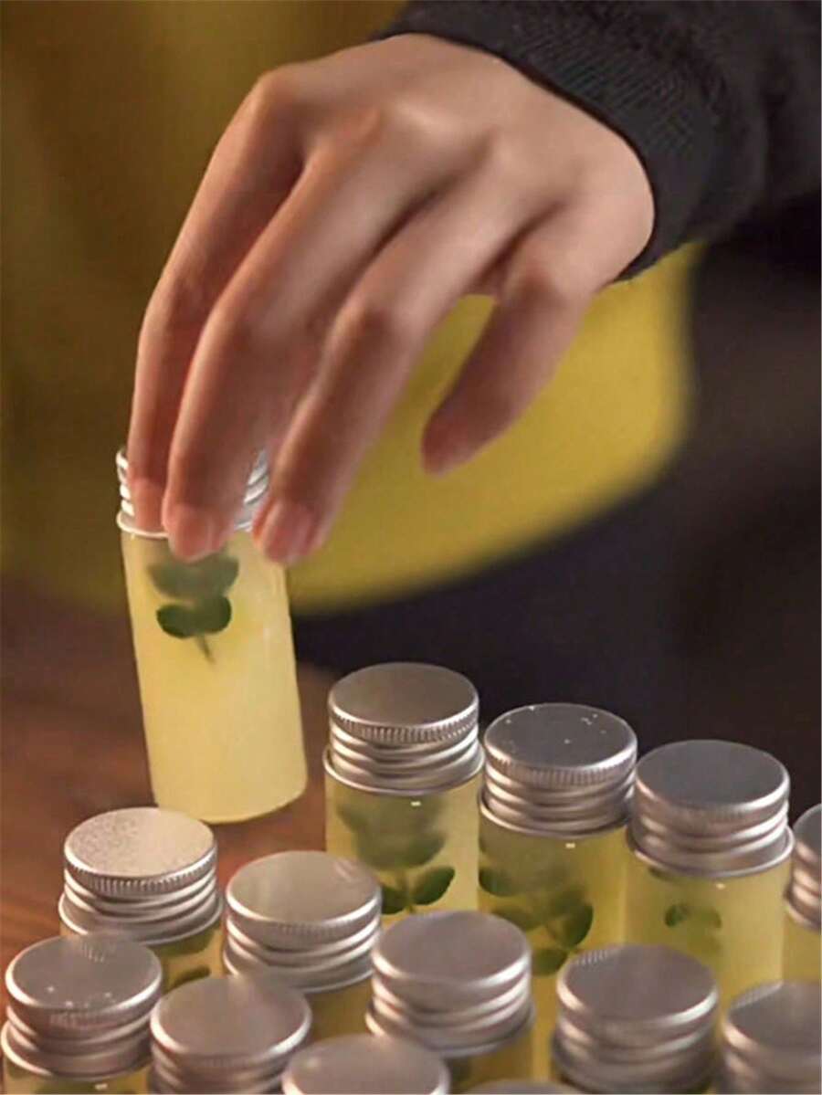 Aluminum Lid Glass Bottle, Lidded Small Glass Jar, Mini Mason Jar, Sealed Glass Container, Travel Glass Bottle, 3cm*6cm (25ml) / 3cm*7cm (30ml) - Multicolor - View 1