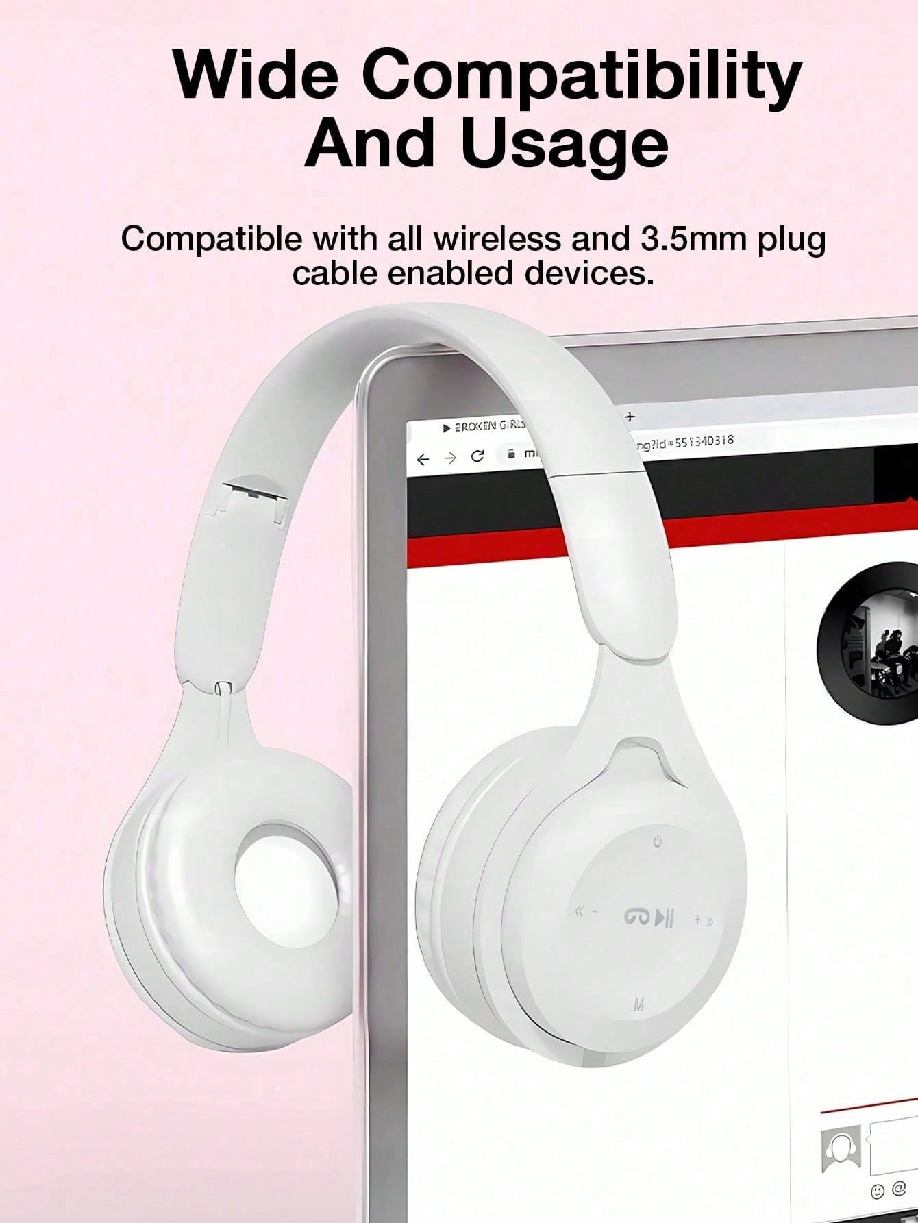 GENAI سماعات رأس لاسلكية، تدعم الاتصال اللاسلكي/ال...