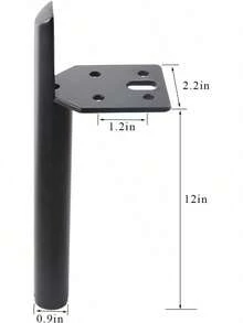 Patas de mueble de 12 pulgadas, pies de mesa de centro negros, patas de metal de estilo mid-century para sofá, armario, otomana, juego de 4 en estilo montado en el lateral para reemplazo en el hogar, manualidades DIY - 12 pulgadas - Ver 7