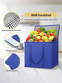1Pc Portable Lunch Insulated Cooler Bag Folding Insulation Picnic Ice Pack Food Thermal Bag Drink Carrier Insulated Bags Beer Foil Food Bag Outdoor Camping Travelling BBQ Catering Materials Zipper Bag Picnic Folding Insulated Bag