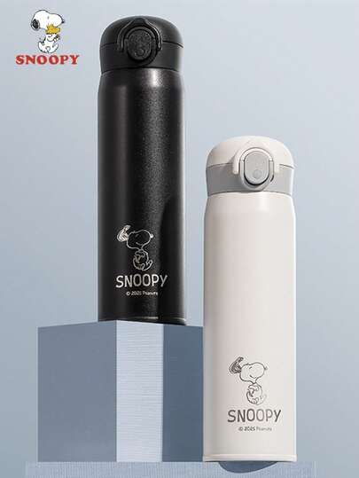 SNOOPY 1 件史努比 500ml 简约不锈钢保温杯带茶滤，高品质防漏水瓶，男女适用