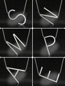 Elegant Women Stainless Steel Letter Pendant Necklace - Bạc - Xem 2