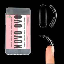 NOVO OVO 100 Pcs Long Hawk Curved Nail Tips, Clear Cystal Extra Super Extreme Deep Curve Half Cover Tapered Square Eagle Claw Soft Gel False Nail Extension For Acrylic Nails X 10 Sizes In Box - Square Claw Trasnparent Long In Small Box - View 1