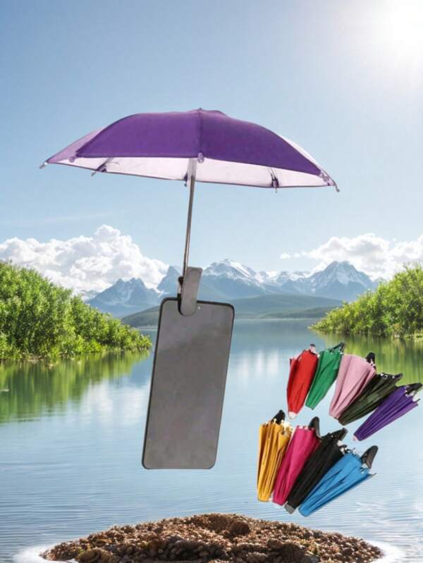 1PC Phone Clamp Umbrella, Outdoor Waterproof Sunshade Umbrella With Phone Holder, Anti-UV Mini Umbrella For Light Rain, Universal Phone Sun Visor, Outdoor Anti-Glare Phone Sun Shade Travel Essentials Workout School Supplies Holiday Camping Holiday Essentials Vacation Accessories
