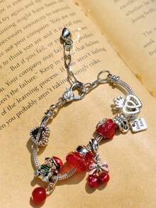 1 件红樱桃串饰手链、可爱草莓 DIY 手链、Y2K 复古心形手链、可爱泰迪熊串饰手链 - 銀色 - 查看 10