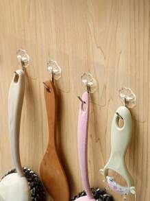 ‌No Drill Heavy Duty Adhesive Hooks - Punch-Free Wall Hanger For Kitchen Bathroom, Multifunctional Storage Organizer & Mother's Day Gift - Transparent PVC Hooks