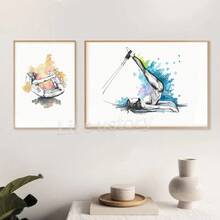 1 pièce/3 pièces Affiches d'arts muraux avec cadre en option. Affiches d'impression d'art de graphiques d'exercices de pilates et de yoga modernes, peinture aquarelle sur canevas de femme faisant de l'exercice, décoration murale pour salle de sport - Multicolore - Voir 6