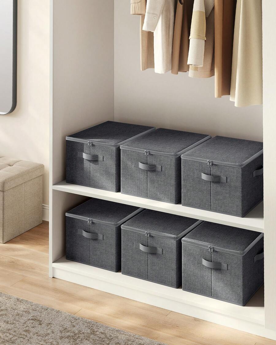 Storage Bins With Lids - 灰色 - 查看 1
