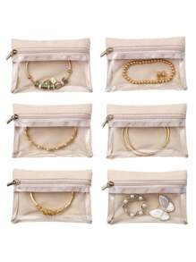 12pcs Portable Jewelry Storage Bag, Mini Bracelet Earring Ring Organizer Pouch, Jewelry Travel Organizer Box For Women