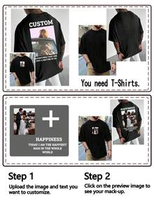 Áo thun nam cỡ lớn in ảnh theo yêu cầu, thiết kế/logo cá nhân hóa, quần áo nam cỡ lớn, áo thun mùa hè rộng rãi cỡ lớn, tải ảnh bạn bè/tự chụp/gia đình/logo/thú cưng lên, quà tặng sinh nhật/Ngày của Cha/Ngày Valentine, tùy chỉnh đồng phục đội nhóm/ngoài trời, áo thun nam cổ tròn tay ngắn dáng rộng cỡ lớn in ảnh cá nhân hóa, quà tặng ngày lễ, quà sinh nhật, áo thun nam cỡ lớn, tùy chỉnh in áo thun, áo nam mùa hè cỡ lớn màu đen - màu đen - Xem 4