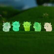 6/12/24/36/48pcs Luminous Mini Resin Cow Tiny Little Yak Figurines To Hide Glow In The Dark Miniature Figures For Micro Garden Landscape Decoration Craft Party Favors Toys(Random Color) - Multicolor - View 4