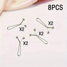 4/8/12pcs Invisible U-Shaped Waist Buckle Clip Waist Buckle Clip No Needle No Sewing Pants Waist Adjuster Pants Leg Fixer Sleeve Length Modification Fixed Buckle Curtain Fixer Clothes Length Modification Fixed Buckle Women'S Headscarf Silk Scarf Neck Clip Pin Y-Shaped Clip To Prevent Displacement Suitable For Daily Life Clothes Skirts Headscarves Various Uses