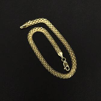 Pulsera Tejido Bismark Oro 10k Pulso Bismarck 21cmx4mm Unisex