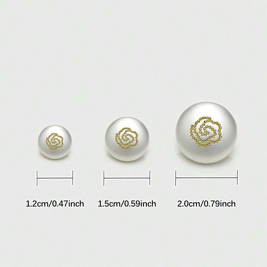 10pcs 12mm Gold Round Small Button Suitable For Shirts, Fashionable Rose Design Clothes Decoration Button, DIY Sewing Accessories Metal Button For Coat - Multicolor - View 1