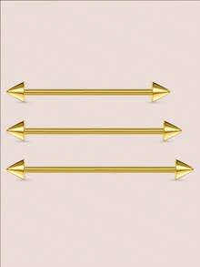 CIZME 3 件装 14G 工业耳环 男女款 不锈钢工业杠铃工业穿孔首饰 工业杆 32 毫米 35 毫米 38 毫米 1 1/2 英寸 银色 玫瑰金 黑色 - Industrial Earrings - 查看 15