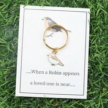 1pc/2pcs Vintage Robin Key Chain - "When A Robin Appears, A Loved One Is Near", Memorial Gift, Valentine's Day, Autumn Bag Accessories Lanyards With Id Holder Car Accessories Bag Charms - Silver - View 18