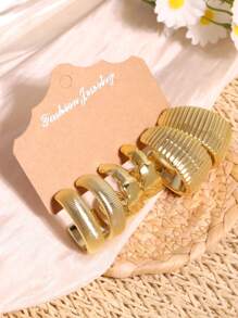 6/18 pièces Set de boucles d'oreilles en forme de C avec fil torsadé en goutte d'eau dorée