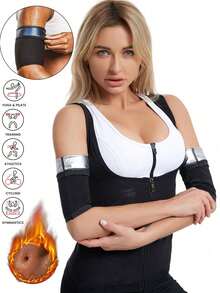 1 par, Nuevas prendas de modelado para mujer para primavera y verano, cubiertas para brazos propensas al sudor para deportes al aire libre, equipo de protección para fitness, mangas para brazo resistentes al sudor, tirantes reductores de brazo, adecuado para fitness, yoga y accesorios de gimnasio - Multicolor - Ver 2