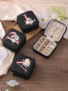 1 件 A-Z 花卉首饰盒、粉色渐变首字母多功能珠宝展示盒、迷你首饰盒、女士生日礼物、女友、朋友礼物、圣诞节、万圣节、生日、结婚礼物、时尚旅行首饰盒、个性化礼物 - 女士旅行首饰盒、少女圣诞礼物、A-Z 首字母旅行首饰盒