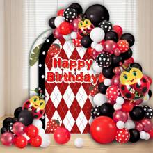 102pcs Cute Ladybug Happy Birthday Balloon Party Decoration Set - Black, Red & White Polka Dot Balloons With Ladybug Balloons, Suitable For Birthday Party, Spring Room And Garden Celebration Decoration