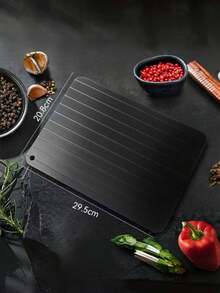 1 Aluminum Alloy Ultra-Fast Defrosting Plate, Beef And Seafood Defrosting Tray, Frozen Food, Fish And Meat Defrosting Cutting Board - Black - View 9